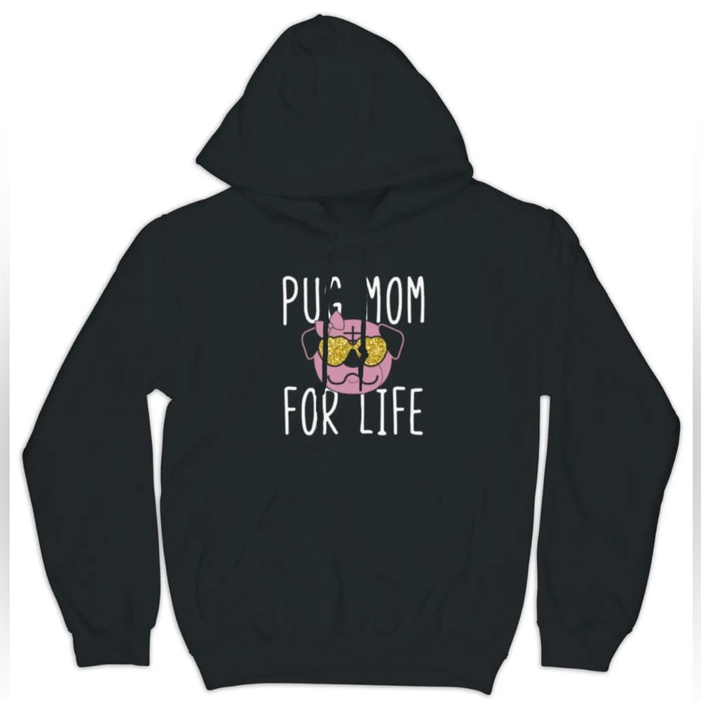 Women’s Pug Breed Dog Mom Hoodie Sweater Hoody Dog Lovers Gift Puppy Present